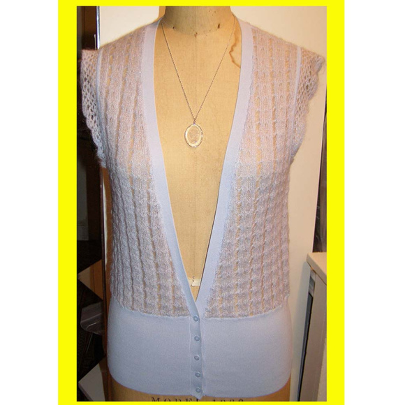 NEW Lt Blue IDEOLOGY Knit Mohair blend Vest M/L - Picture 2 of 8